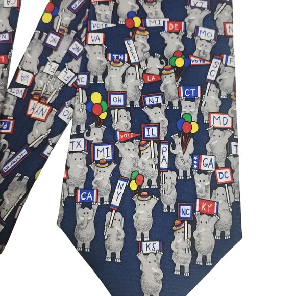 Alynn Neckwear 100% Silk Republican Elephant USA Made Tie - Picture 2 of 5